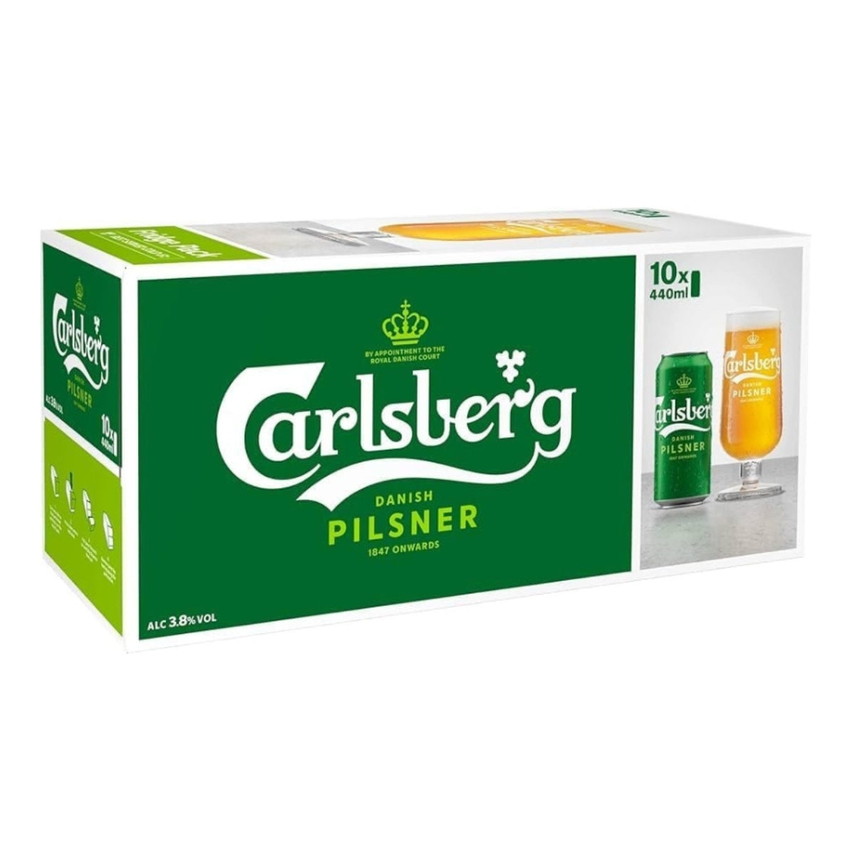 Carlsberg Danish Pilsner Premium Lager Beer 10 x 440ml Cans (3.4% ABV)