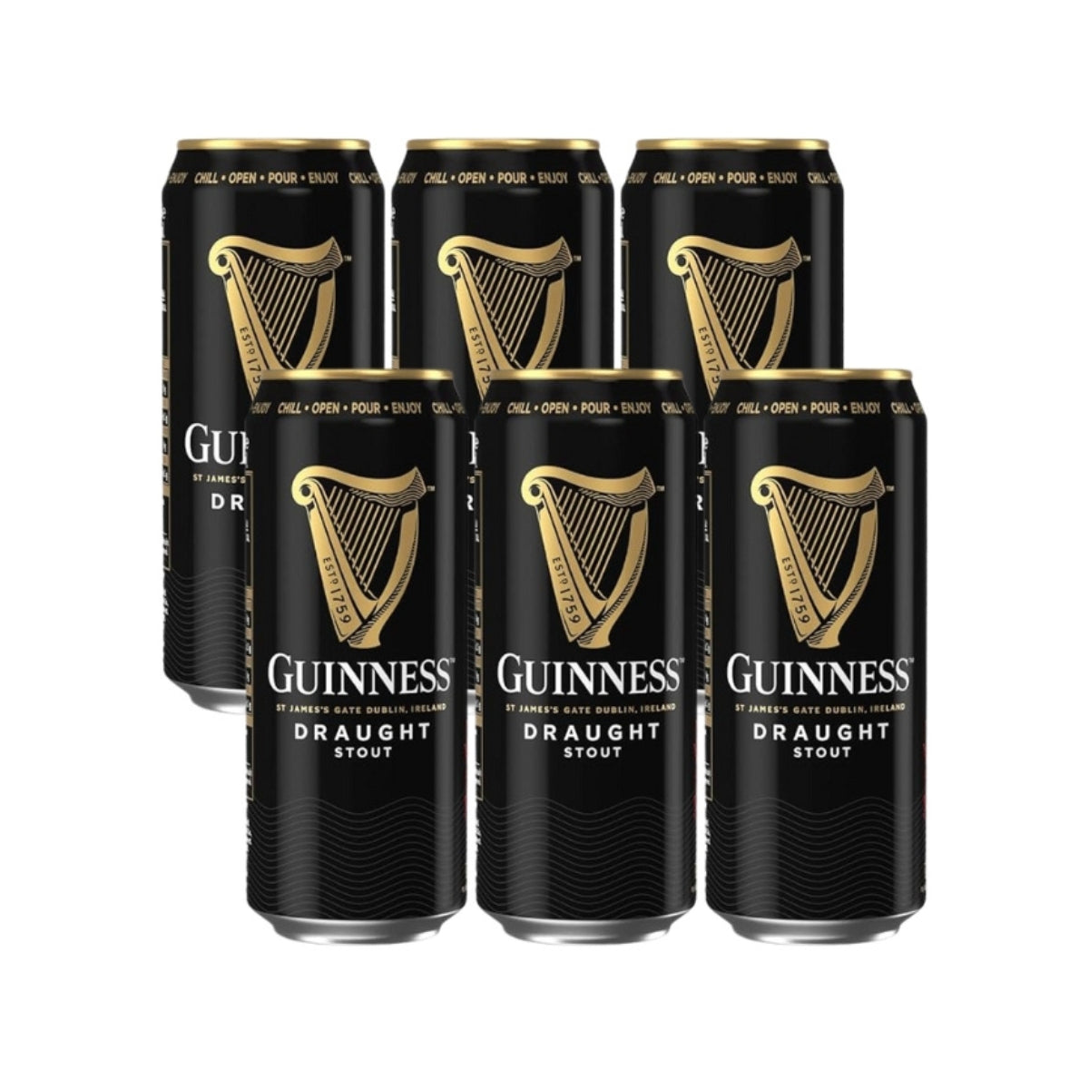 Guinness Draught Stout 6 x 440ml Cans (4.1% ABV)