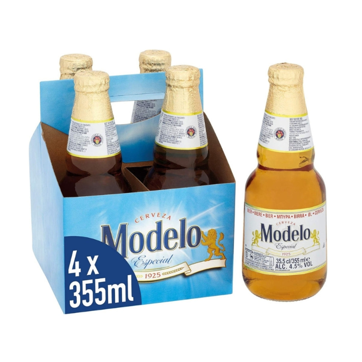 Modelo Especial Mexican Lager Beer 4 x 355ml Bottles (4.5% ABV)