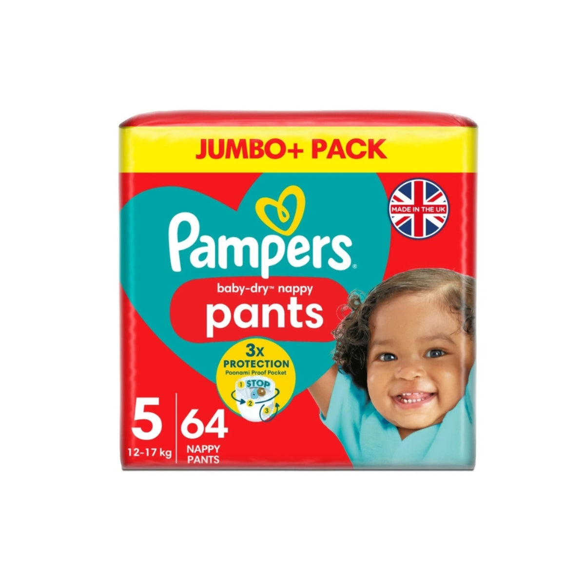 Pampers Baby-Dry Nappy Pants Size 5 (64 Pack)